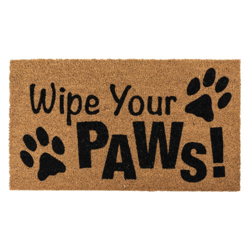 Natural 'Wipe Your Paws' Latex Backed Coir Pet Doormat (Box of 6) (H1.5 x W70 x D40cm) - Natural