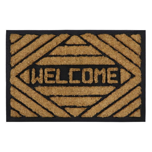 Coir Welcome with Rubber Base Tuffscrape Doormat (H1 x W62 x D41cm) - Natural
