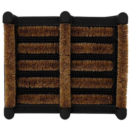 Coir Bristles with Rubber Base Boot Scraper Mat (H3 x W35 x D30cm) - Natural