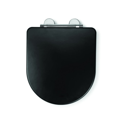 Croydex Iseo Matte Black Oak Effect D-Shaped Toilet Seat