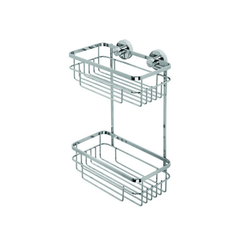 Croydex Brockham Chrome Flexi Fix Two Tier Rectangle Basket (H36.1 x W26 x D15.7cm)