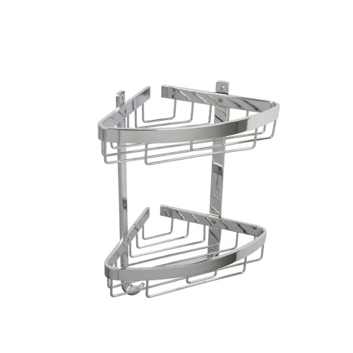 Croydex Aluminium Screw Fix Two Tier Corner Basket (H39 x W31.1 x D20.8cm)