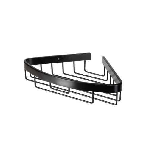 Croydex Black Aluminium Screw Fix Corner Basket (H6 x W31.1 x D20.8cm)