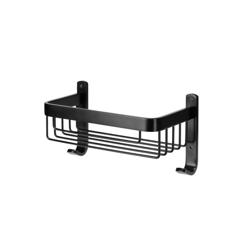 Croydex Black Aluminium Screw Fix Rectangle Basket (H14 x W25.5 x D12.6cm)