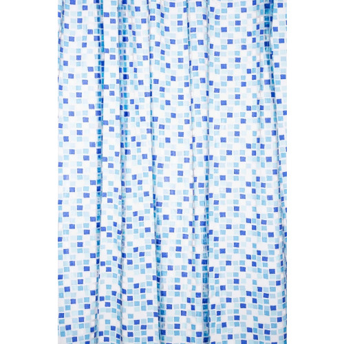 Croydex PVC Blue Mosaic Shower Curtain 180cm (H180 x W180 x D0.4cm)