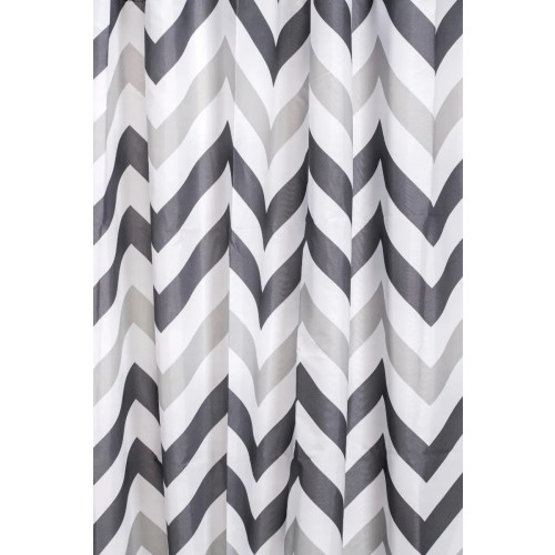 Croydex Polyester Grey Chevron Shower Curtain 180cm (H180 x W180 x D0.4cm)