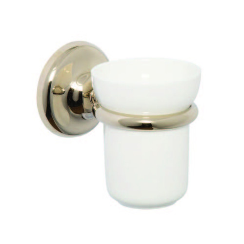 Croydex Grosvenor Gold Cermaic Tumbler & Holder (H9 x W8.5 x D12cm)