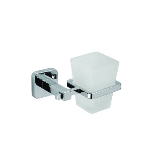 Croydex Camberwell Chrome Frosted Tumbler & Holder (H9.5 x W13.4 x D11cm)