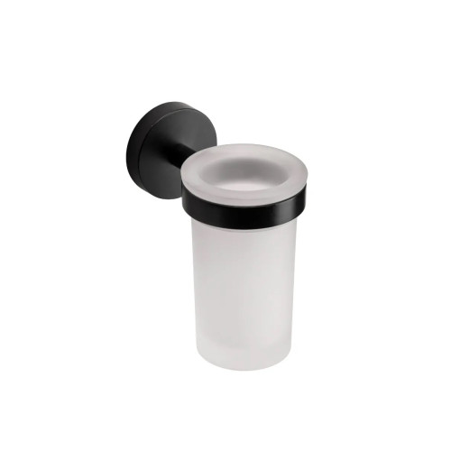 Croydex Epsom Black Frosted Tumbler & Holder (H12.4 x W6.7 x D10.7cm)