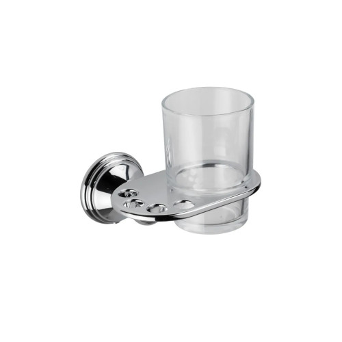 Croydex Westminster Chrome Glass Tumbler & Holder (H5.8 x W12 x D10.7cm)