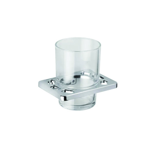 Croydex Sutton Chrome Glass Tumbler & Holder (H9.5 x W8 x D7.5cm)