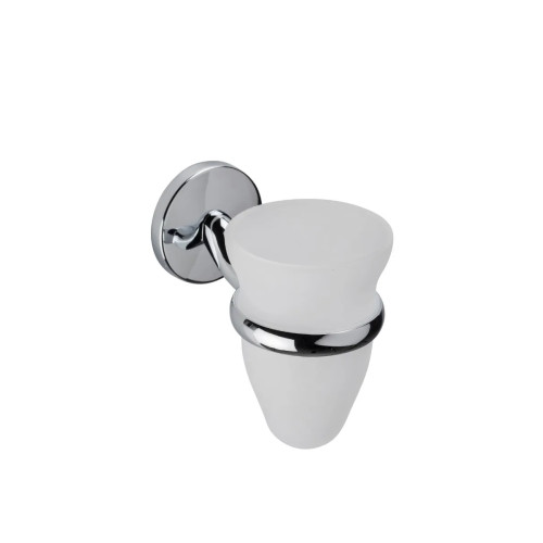 Croydex Hampstead Chrome Frosted Tumbler & Holder (H12.4 x W7.5 x D11.8cm)