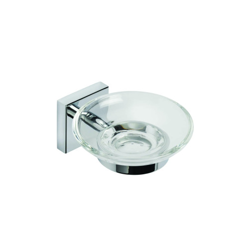 Croydex Chester Chrome Glass Soap Dish (H5.4 x W10.7 x D13cm)