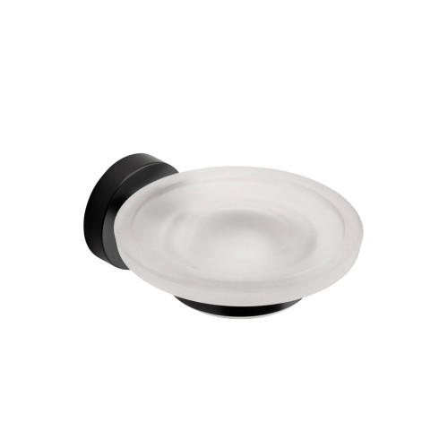 Croydex Epsom Black Frosted Soap Dish (H5.4 x W11 x D12.8cm)