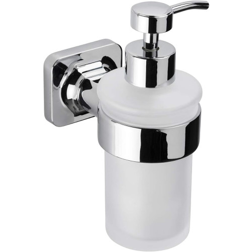 Croydex Shoreditch Chrome Frosted Soap Dispenser & Holder (H20 x W6.8 x D10.3cm)
