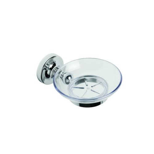 Croydex Worcester Chrome Glass Soap Dish (H5.4 x W11 x D14.9cm)