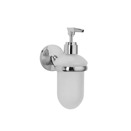 Croydex Hampstead Chrome Frosted Soap Dispenser & Holder (H16.7 x W7.2 x D11.7cm)
