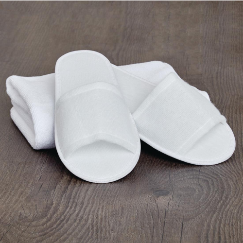 Standard White Polyester Open Toe Slippers 40g (Box of 200 Pairs)