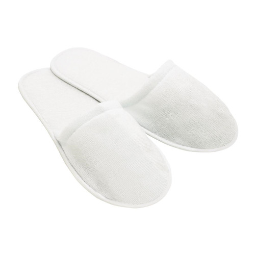 White Closed Toe Towelling Slippers (Box of 100 Pairs)
