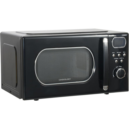 Cookology Retro Microwave 800w | 20 Litre (H26.3 x W45.6 x D32.6cm) - Black