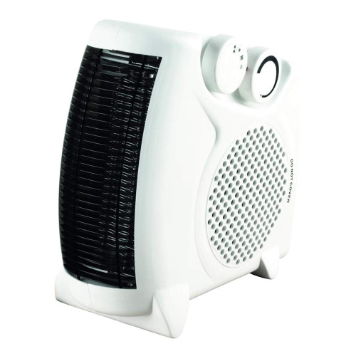 Pro-Elec Upright or Horizontal Electric Fan Heater in White
