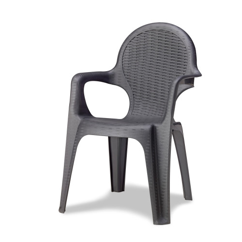 Anthracite Grey Resin Rattan Effect Stackable Chair