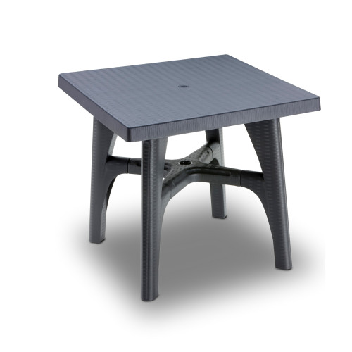 Anthracite Grey Resin Rattan Effect Square Table 80 x 80cm