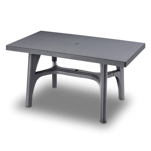 Anthracite Grey Resin Rattan Effect Rectangular Table 140 x 80cm