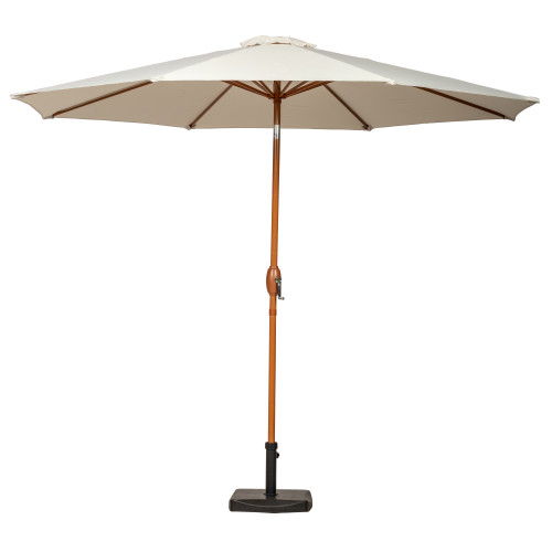 3m Wood Look Aluminium Crank and Tilt Parasol - Ivory