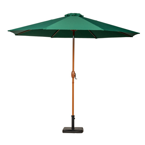 3m Wood Look Aluminium Crank and Tilt Parasol - Green