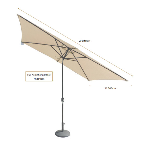 2.4m x 3m Powder Coated Crank and Tilt Rectangular Parasol - Ivory