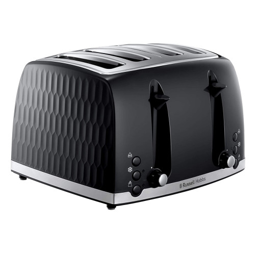 Russell Hobbs Black Honeycomb 4 Slice Toaster 1500w