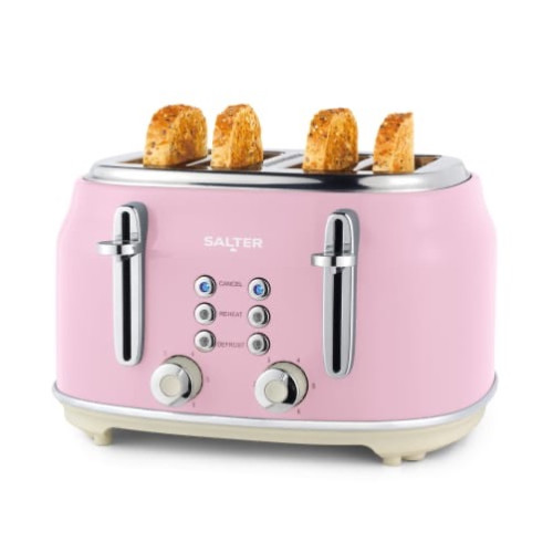 Salter Retro 4 Slice Toaster 1630w - Pink