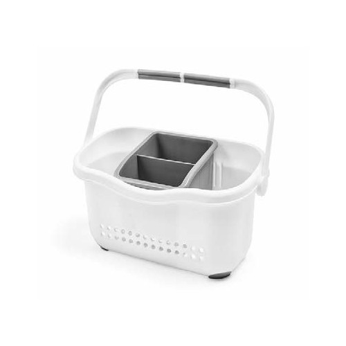 Addis Plastic Sink Organiser Caddy 25 x 10cm - White & Grey