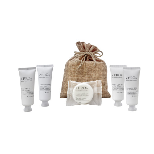 Hessian Bag Toiletries Welcome Pack (Box of 50) - Zero%