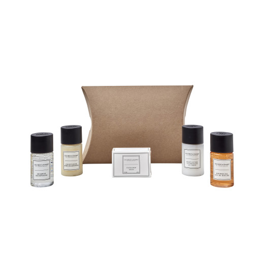 Kraft Pillow Box Toiletries Welcome Pack (Box of 50) - London Collection Bottle