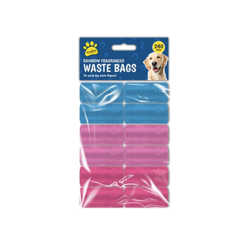 Rainbow Fragranced Dog Waste Bags (Box of 12 Rolls)