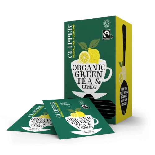 Clipper Fairtrade Organic Green Tea and Lemon Tea Bags (Box of 20)