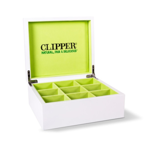 Clipper 9 Compartment Lacquer Box - White