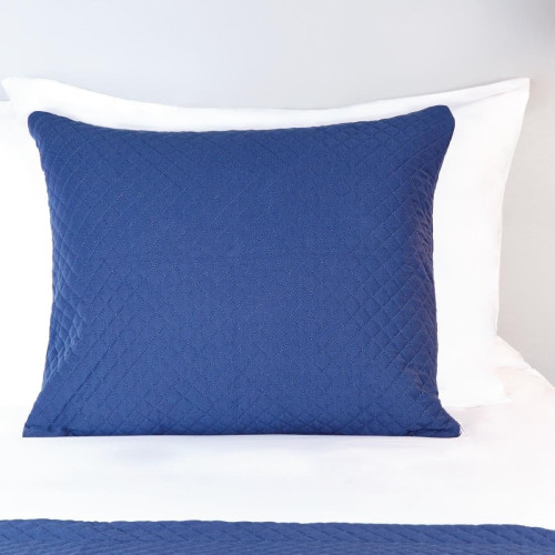 Essentials Regency Quilted Waffle Polyester Filled Cushion 45 x 55cm - Denim