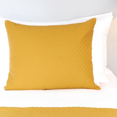 Essentials Regency Quilted Waffle Polyester Filled Cushion 45 x 55cm - Ochre
