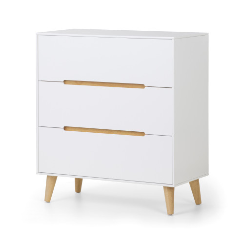 Alicia Matte White 3 Drawer Chest (D40 x W80 x H89cm)