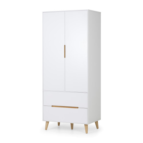 Alicia Matte White 2 Door and 2 Drawer Wardrobe (D53 x W80 x H190cm)