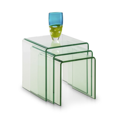 Amalfi Bent Glass Nest of 3 Tables (D43 x W43 x H43cm)