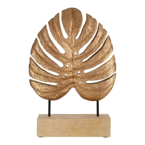 Gold Leaf Sculpture on a Wooden Stand (D9 x W32 x H45cmÂ )
