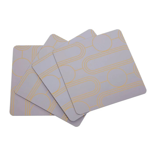Set of 4 Deco Lilac & Gold Foil Print Plastic Coasters