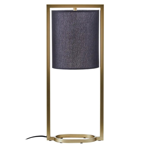 Black Linen & Gold Table Lamp (D23 x W23 x H63cmÂ )
