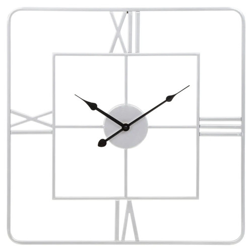 Silver Metal Square Roman Numeral Wall Clock (D5 x W50 x H50cmÂ )