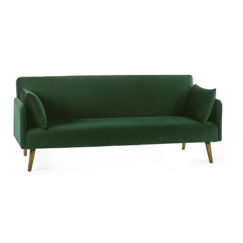 Andi Green Fabric Sofa Bed & 2 Pillows (D108 x W190 x H38cm)