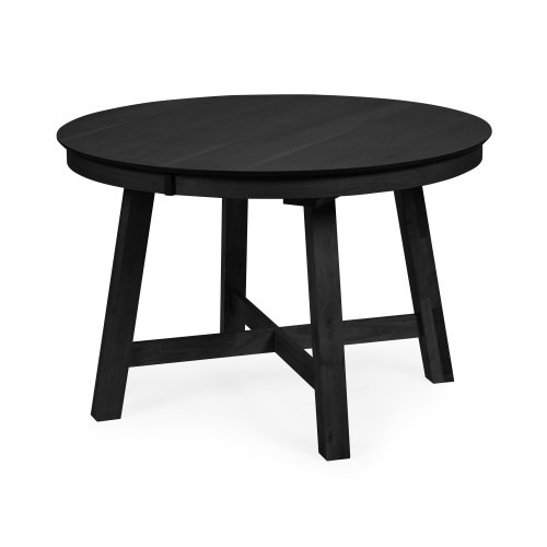 Annika Satin Black Oak Veneer Extending Round Dining Table (H75 x W154 x D115cm)